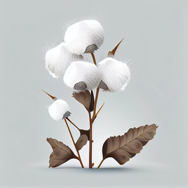 clipart, vector, white cotton ball plant stems, on white background, extreme detail, photo realistic, 8k