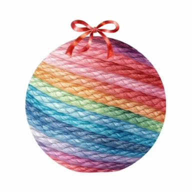 A Christmas ball, full color, knitted painting texture, Perfect for nursery art and children's book illustration style, simple, cute, full color, clipart, watercolor illustration, single object, high definition 8k, white background for removing background