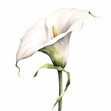 Let your brush strokes capture the essence of a classic wedding flower, the calla lily. Paint a watercolor clipart that showcases the slender, curving lines of the flower, along with its trumpet-shaped bloom. Use gentle, muted tones to evoke elegance and sophistication.
