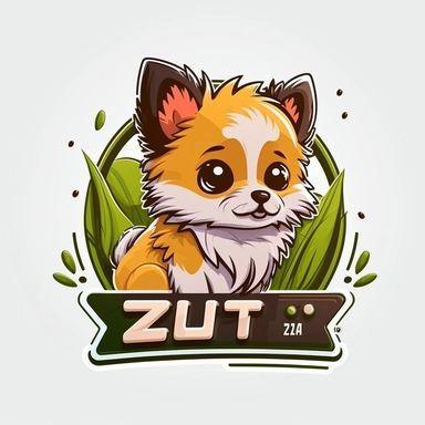 Logo for a fuel brandname eco, spitz puppy, clipart style, cute, v4
