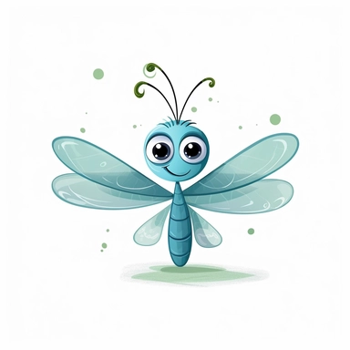 clipart, cute dragonfly, vector, white background