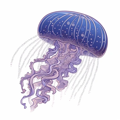 a jellyfish in the style of Raoul Dufy, isolated on a white background, in the style of clipart