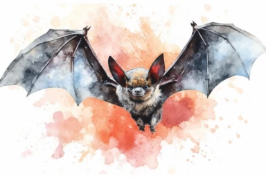 Watercolor, Bat Mammal, clipart, hd, on a white background, spaced out