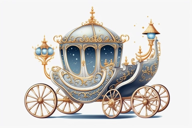 Cinderella Carriage Clipart, On White Background, Spaced Out, 4K, Fairycore, Ultra-HD, Vector Art