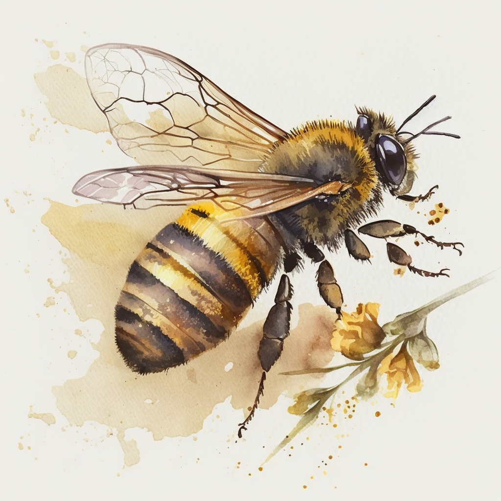 Envision a charming watercolor clipart capturing the essence of a honey ...