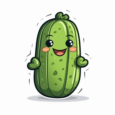 cute Cucumber, happy and smiling, bold line, clipart, sticker, white background, no shadow, 8k detail