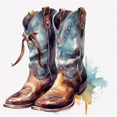 water color clipart cow boy shoes