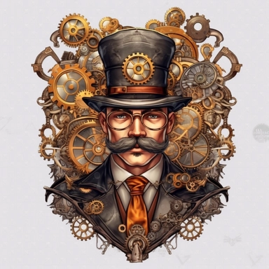 steampunk clipart, 8K, lovely, pretty, stunning, sticker, gangster, super realistic, HD, v 5, q 2