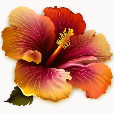 clipart, retro hibiscus, kawaii, use hot pink, burnt orange and yellow colors, isolated on a white background