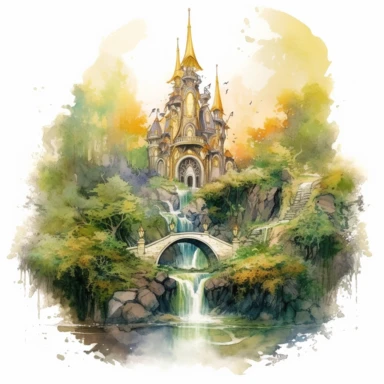 watercolor, elven kingdom, elven realm, clipart