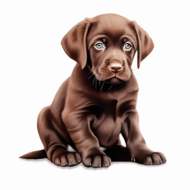 clipart drawing, chocolate lab puppy, white background