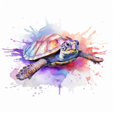 watercolour illustration free brushstrokes, beautiful and joyful, turtle, mark brooks, naturecore, animal clipart, isolated on a white background