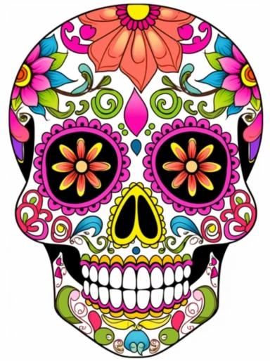 sugar skulls clipart image by sugar skull clipart, in the style of captivating chiaroscuro, mexican muralism, pink and black, religious themes, use of bright colors, confessional, folk art-inspired