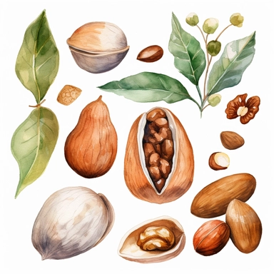 Watercolor Nuts Clipart