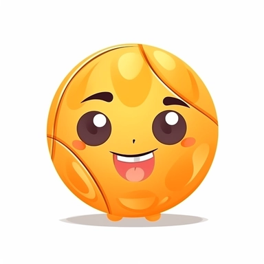 fantasy happy cute basketball player face, cartoon, clipart, mascot, isolated on white background