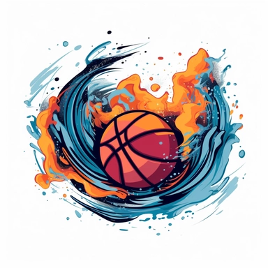 Basketball and hoop, stylized design, vector, clipart