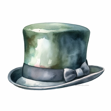 men 's bowler hat clipart, isolated white background, watercolor, hyper detail illustration by Marjolein Bastin