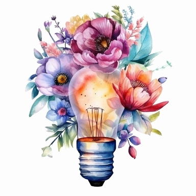 Watercolour Floral Light Bulb Clipart
