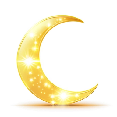 An illustration of a light yellow glowing beautiful half moon against white background, outerglow, innerglow, fairytail style, white background, clipart, PNG pure white background, high resolution, best quality