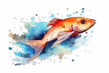 Watercolor, Fire Eel Fish, clipart, hd, on a white background, spaced out