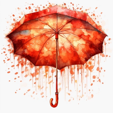 watercolor fire umbrella, flame around, detailed, hd, clipart
