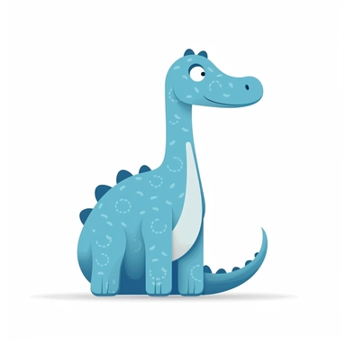 Brachiosaurus, blue, cartoon, bold graphic illustrations, clipart, flat design, no character, white background