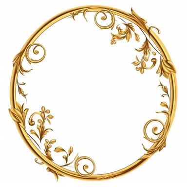 Minimalist clipart of a gold ornate oval swirl frame - vector illustration,no shading,no fills