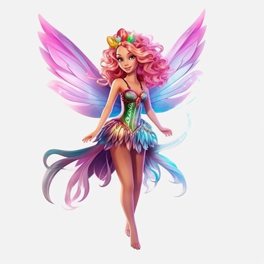Watercolour animated whimsical beautiful Disney inspired beautiful spring fairy with iridescent wings mesmerising beautiful eyes perfect perfect hands and legs and feet Disney inspired spring fairy beautifully detailed perfect facial features ultra highly detailed, 18k, sharp focus, bright photo with rich colours digitally enhanced, enhanced graphics, straight, sharp focus, bright lighting, intricate detailed png image ,high definition,300dpi,graphic clipart,computer graphics