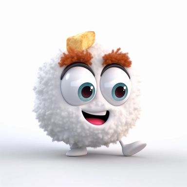 cute fried Nuggets character. Nuggets, cartoon, eye, illustration, funny, character, fast food, food, unhealthy, cute, face, fun, goofy, three-dimensional , Clipart, white isolated background, space out, hd, 8k, realistic