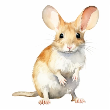 Jerboa full body, watercolor, sharp illustration clipart, insane detail, white background
