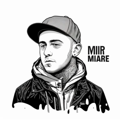 Mac Miller rapper clipart street style graffiti contour white background png