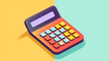 colorful clip art image of a calculator displaying a lower number, symbolizing reduced costs