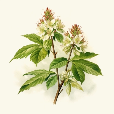 Clipart, vintage, watercolor, Aesculus Pavia, five-palmate, botanical illustration, hand drawn, texture