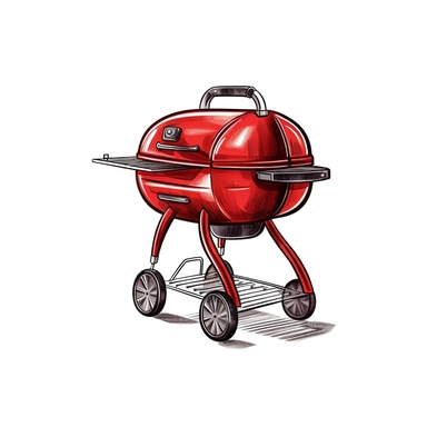 minimalist handrawn red barbecue illustration elegant clipart on white background