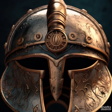 a clipart logo showing a photorealistic gladiator helmet from the front, facing the viewer, 4k, very detailed with filigrane runes