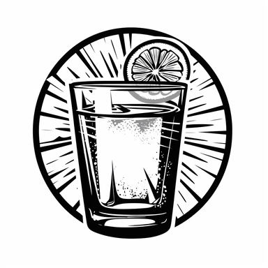 A clipart logo in black and white. symbolizing a bitter drink