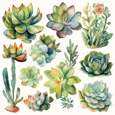 watercolor clipart succulents