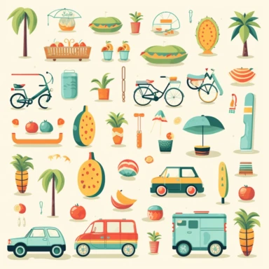 summer holiday icons and illustrations clipart
