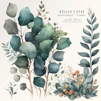 watercolor eucalyptus edges and border clipart