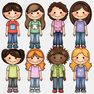 elementary school student clipart, single clipart, no overlapping