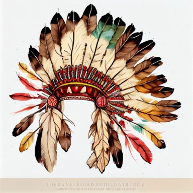 Hand Drawn Native American Indian Headdress Watercolor clipart