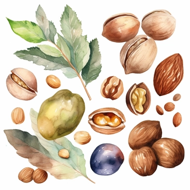 Watercolor Nuts Clipart