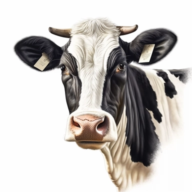 3D Super Realistic Holstein Cow Head Clipart