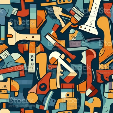 isolated clip art image cubism art style themed hammer