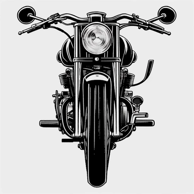 Motorcycles car clip art, logo, black and white, very simple, clip art, front of motorcycle -