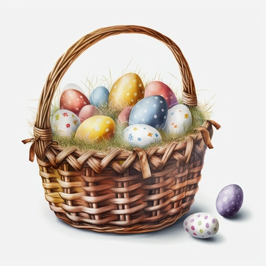 Easter, egg, hunt, picnic, clipart, white background, watercolor, hyper-realistic, high detail, only one item, white background