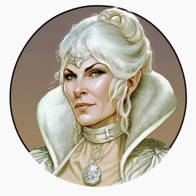 regency female elf elven noble guild merchant politician, Josh Kirby Mad Max Lord of the Rings, handpainted enamel punk zine indie retrowave, clipart illustration character portrait, circle white background