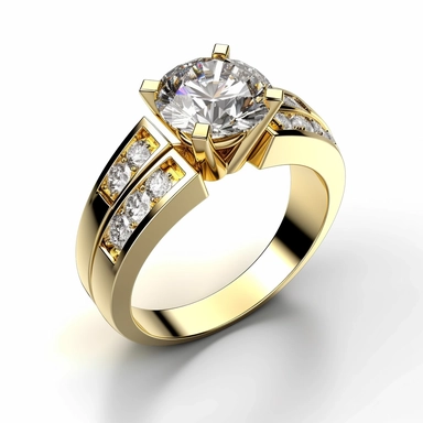 jewellery gold engagement ring with diamond digital clipart on white background