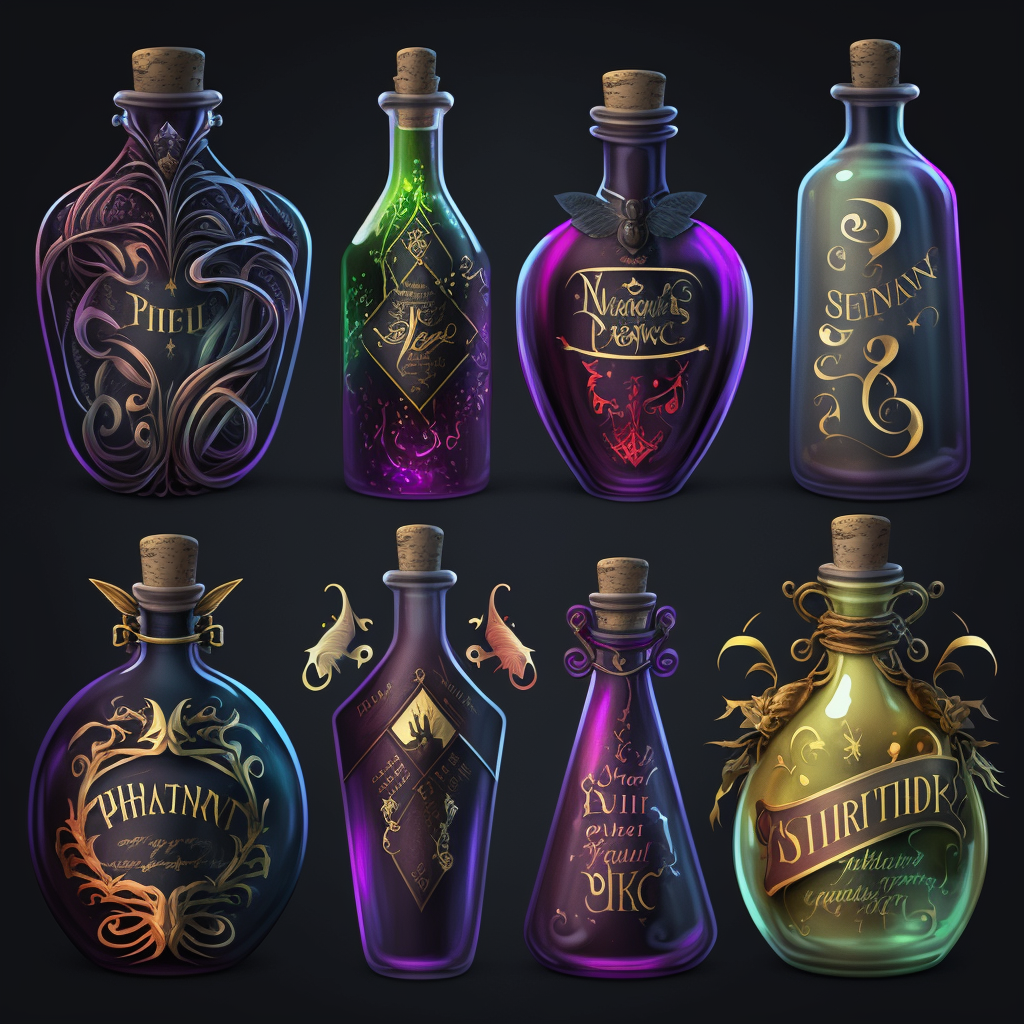 seamless realistic clipart image of gothic magic potion bottles could ...