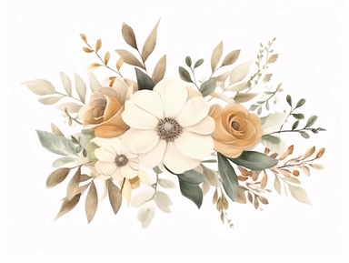 Watercolor White Flowers bouquet, Neutral Floral Clipart, Minimalist Flowers Watercolor, Elegant Blooms, dainty florals, watercolor illustration, hand drawing style,